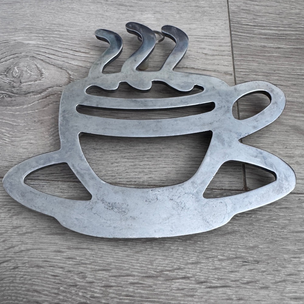 Copco Vintage Cast Aluminum Coffee Cup Trivet Silver Wall Decor Kitchen Hot Pad - Picture 6 of 6